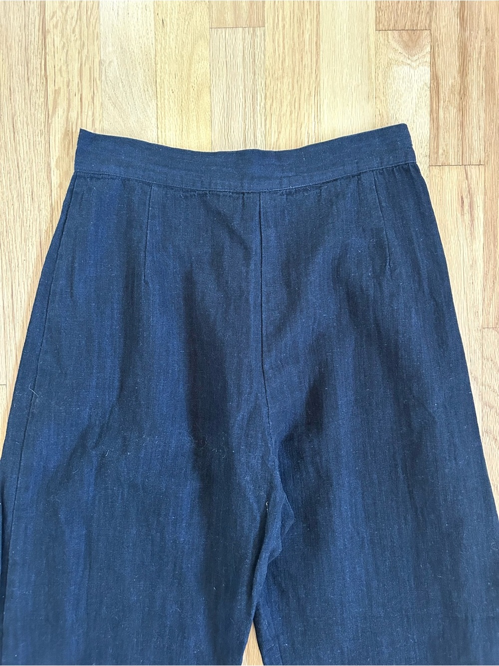 ILANA KOHN boyd pants deep indigo navy cotton linen wide leg pleat size 6 - Picture 8 of 9
